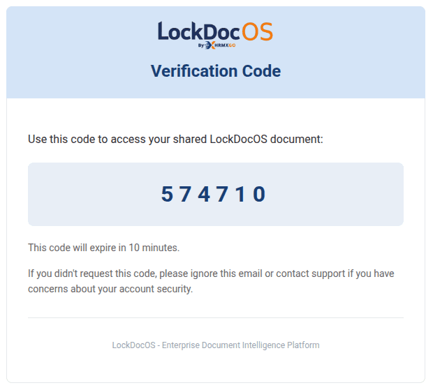 LockDocOS verification email with default branding